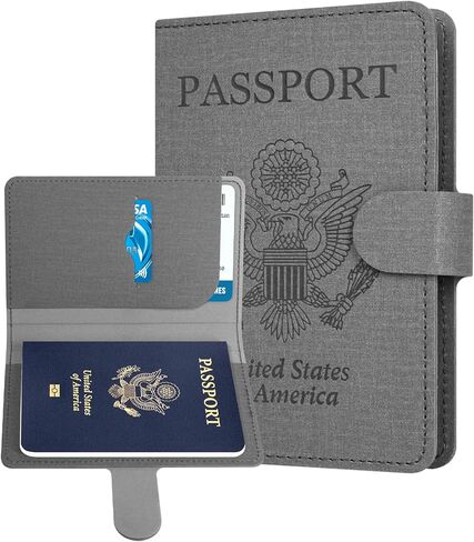 حامل جواز سفر Caweet وحامل بطاقة اللقاح كومبو RFID يحجب محفظة جلدية لبطاقات التطعيم مع إغلاق بشريط مطاطي، ذهبي وردي لامع in Saudi Arabia