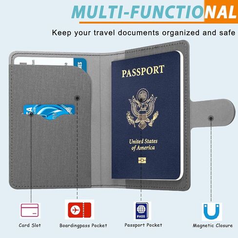 حامل جواز سفر Caweet وحامل بطاقة اللقاح كومبو RFID يحجب محفظة جلدية لبطاقات التطعيم مع إغلاق بشريط مطاطي، ذهبي وردي لامع in Saudi Arabia