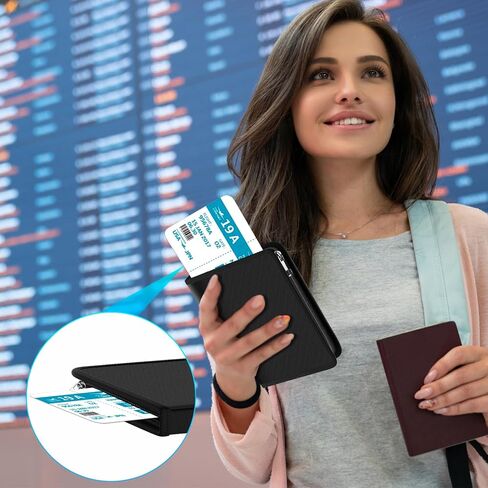 حافظة محفظة مضادة للحريق بحامل جواز السفر للنساء والرجال، حجب RFID، واقي دفتر جواز السفر مقاوم للماء، حافظة حماية باسابورت، فوندا بارا باسابورت، ملحقات السفر (أسود) in Kuwait