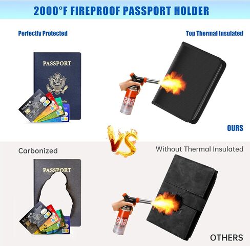 حافظة محفظة مضادة للحريق بحامل جواز السفر للنساء والرجال، حجب RFID، واقي دفتر جواز السفر مقاوم للماء، حافظة حماية باسابورت، فوندا بارا باسابورت، ملحقات السفر (أسود) in Kuwait