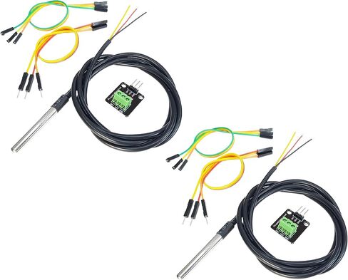 DS18B20 حساس درجة الحرارة مع محول الأسلاك، 5 قطع، لاردوينو، ESP32، ESP8266، راسبيري بي in Kuwait
