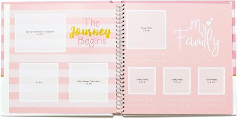 كتاب ذاكرة تذكار للطفل الصبي أو الفتاة - كتاب الأطفال الخالد لأول 5 سنوات - كتاب معلم لتسجيل كل حدث من الولادة إلى سن 5 - ألبوم صور سجل القصاصات للمجلة المحايدة جنسانيًا، وردي in Kuwait