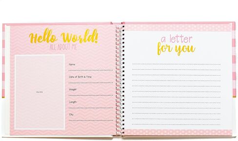 كتاب ذاكرة تذكار للطفل الصبي أو الفتاة - كتاب الأطفال الخالد لأول 5 سنوات - كتاب معلم لتسجيل كل حدث من الولادة إلى سن 5 - ألبوم صور سجل القصاصات للمجلة المحايدة جنسانيًا، وردي in Kuwait