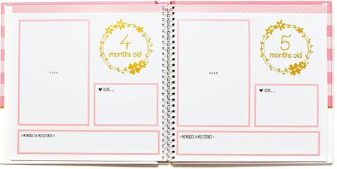 كتاب ذاكرة تذكار للطفل الصبي أو الفتاة - كتاب الأطفال الخالد لأول 5 سنوات - كتاب معلم لتسجيل كل حدث من الولادة إلى سن 5 - ألبوم صور سجل القصاصات للمجلة المحايدة جنسانيًا، وردي in Kuwait