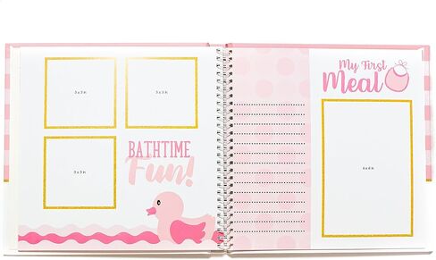 كتاب ذاكرة تذكار للطفل الصبي أو الفتاة - كتاب الأطفال الخالد لأول 5 سنوات - كتاب معلم لتسجيل كل حدث من الولادة إلى سن 5 - ألبوم صور سجل القصاصات للمجلة المحايدة جنسانيًا، وردي in Kuwait