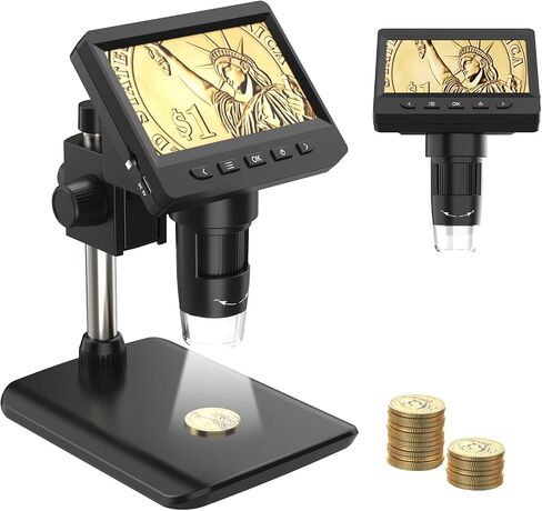 Microscope-Aopick LCD Digital Microscope 500X, 1080P Coin Magnifier for Error Coins with 8 Adjustable LED Lights, PC View, Compatible with MacOS Windows-Black in Saudi Arabia
