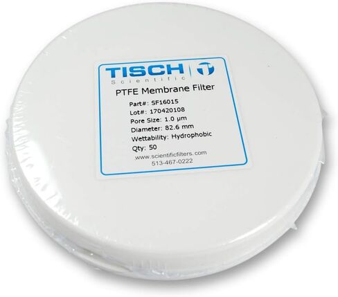 Tisch Brand SF16015 PTFE مرشح غشاء بولي تترافلوروإيثيلين، 1.0um، 82.6 مم، 1/pk/50 لكل عبوة | قابلية التبلل: مسعور | الحد الأقصى لدرجة حرارة التشغيل: 130 درجة مئوية | in Kuwait