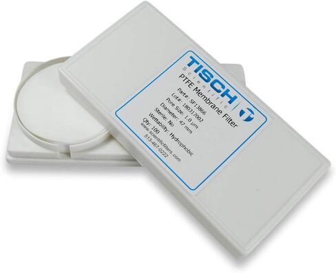 Tisch Brand SF13866 مرشح غشاء بولي تترافلوروإيثيلين PTFE، 1.0um، 47 مم 1/pk/100 لكل عبوة | قابلية التبلل: مسعور | الحد الأقصى لدرجة حرارة التشغيل: 130 درجة مئوية | معدل التدفق: 25 (مل/دقيقة@10 رطل لكل بوصة مربعة) in Kuwait