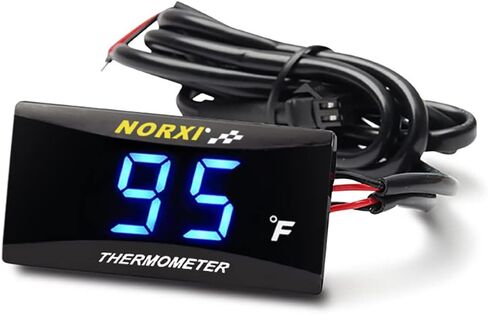 Motorcycle Water Temperature Meter Fahrenheit Thermometer Universal Digital Water Temperature Gauge Super Slim Style Thermometer for Racing Scooter LED Display DC 12V (Blue) in Saudi Arabia