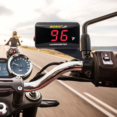 Motorcycle Water Temperature Meter Fahrenheit Thermometer Universal Digital Water Temperature Gauge Super Slim Style Thermometer for Racing Scooter LED Display DC 12V (Blue) in Saudi Arabia