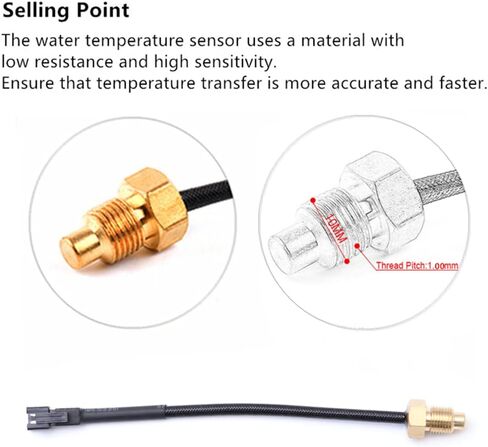 Motorcycle Water Temperature Meter Fahrenheit Thermometer Universal Digital Water Temperature Gauge Super Slim Style Thermometer for Racing Scooter LED Display DC 12V (Blue) in Saudi Arabia