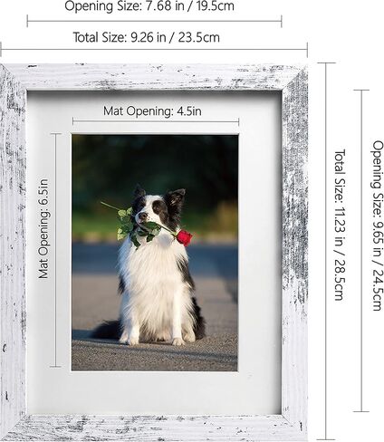 PEALSN 8x10 Picture Frame Set of 2, Made of High Definition Real Glass, Display 5x7 with Mat or 8x10 Without Mat, Photo Frames for Wall Mounting or Table Top Display, Distressed White in Kuwait