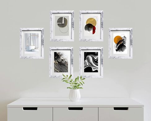 PEALSN 8x10 Picture Frame Set of 2, Made of High Definition Real Glass, Display 5x7 with Mat or 8x10 Without Mat, Photo Frames for Wall Mounting or Table Top Display, Distressed White in Kuwait