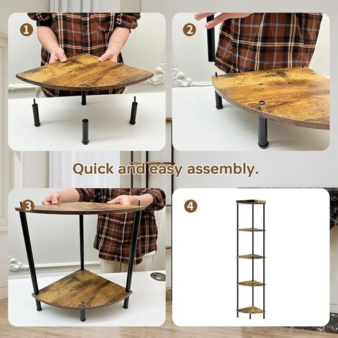 5 Tier Corner Shelf Stand, Industrial 65" Corner Shelves Display Shelf, Wood Tall Shelf Plant Stand, Storage Shelf for for Bathroom, Living Room, Kitchen, Office in Saudi Arabia