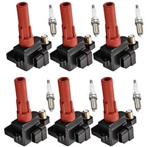 ENA Set of 6 Iridium Spark Plug and 6 Ignition Coil Pack Compatible with Subaru Outback Legacy B9 Tribeca 3.0L DOHC H6 R EZ30D Replacement for UF287 in Kuwait