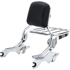 مسند ظهر MoKitDora قابل للفصل من نوع Softail Sissy Bar في وضع مستقيم مع وسادة ورف أمتعة لعام 2018-في وقت لاحق FLDE FLHC FLHCS FLSL FXBB FXBBS FXST، أسود in Kuwait