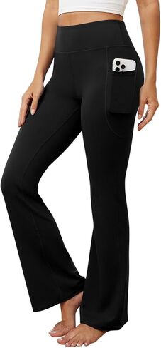 Womens Flare Yoga Pants with Pockets High Waist Tummy Control Flared Leggings Bell Bottom Gym Workout Leggings in Kuwait