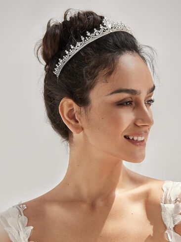 Sweetv Princess Tiaras for Women ، Gold Crystal Crown لعيد الميلاد ، عصابات الزفاف للعروس ، راينستون تايرا أغطية الشعر ملحقات الشعر ل Quinceanera Pageant Prom in Saudi Arabia
