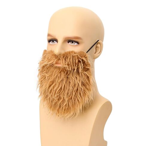 Men Costume Fake Beards and Mustache - Facial Hair Novelty Realistic Fake Beard for Adult and Teens - Halloween Party Cosplay Beard in Kuwait