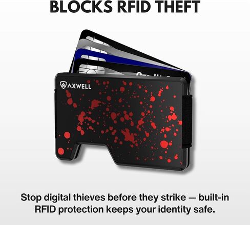 Axwell Slim Minimalist Wallet للرجال - RFID حظر حامل بطاقة الجيب الأمامي - محفظة معدنية تكتيكية مع مقطع المال وحزام نقدي (قاتل) in Saudi Arabia