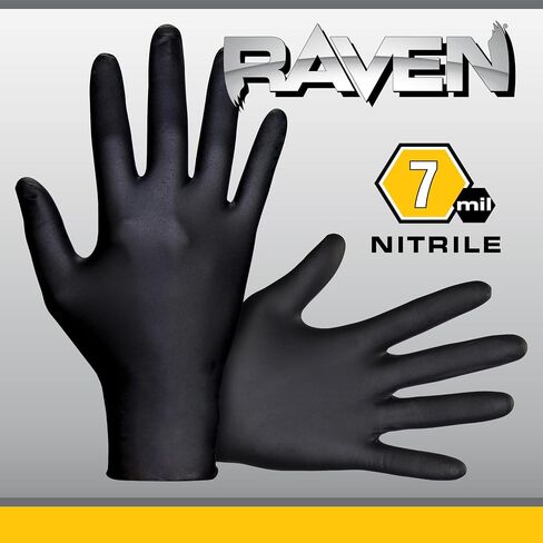 10 Pack SAS Safety 66517 Raven 6 mil Black Nitrile Disposable Gloves 7 Mil - Medium (10 boxes of 100 each) in Saudi Arabia