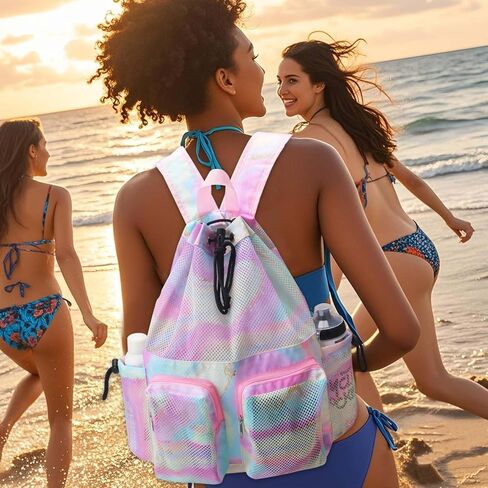 حقائب السباحة RHCPFOVOVR MESH للسباحين - حقيبة الظهر الرباطية للنساء للرجال ، السباحة السباحة على الشاطئ ، حمام السباحة الرياضي in Kuwait