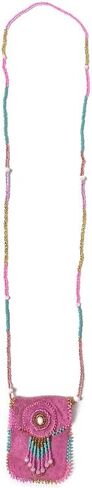 Mia Jewel Shop Authentic Leather Suede Medicine Pouch Seed Bead Fringe Dangle Necklace - Womens Fashion Handmade Bags Boho Travel Accessories in Saudi Arabia