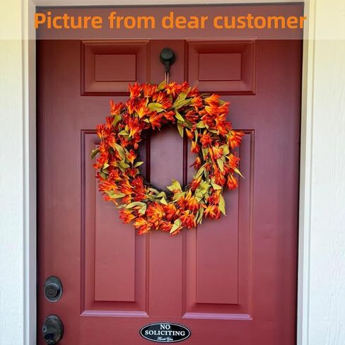 Artificial Fall Wreath 22 Inch Autumn Wreaths for Front Door Orange Forsythia Wreath with Berries Fall Foliage for indoor Outdoor Thanksgiving Day Harvest Festival Home Party Holiday in Saudi Arabia