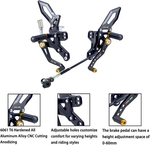 MOTO-TRON Motorcycle Accessories CNC Aluminum Rearsets Adjustable Foot Pegs Rear Sets Footrests Fit for Honda CBR650R/CB650R 2019-2024 (Titanium) in Saudi Arabia