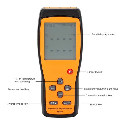 مقياس الحرارة الحراري ، -328 إلى 2501 ℉ المدى القياس الرقمي K القنوات 2 من نوع TESTER TESTER METER ل HVAC دقيقة ℃ ℉ in Kuwait