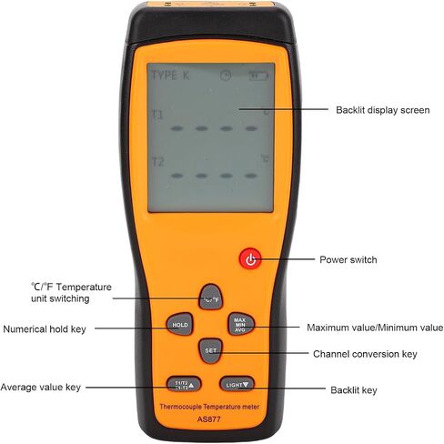 Eujgoov K Type Thermocouple Thermometer, Digital Temperature Meter 2 Channels Dual Probe for High Temp Measurement in Saudi Arabia