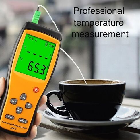 Eujgoov K Type Thermocouple Thermometer, Digital Temperature Meter 2 Channels Dual Probe for High Temp Measurement in Saudi Arabia