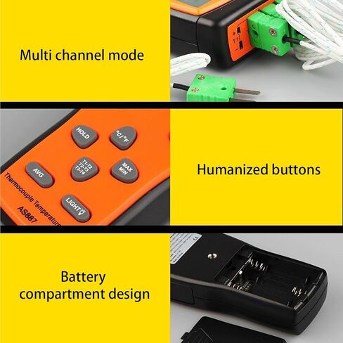 Eujgoov K Type Thermocouple Thermometer, Digital Temperature Meter 2 Channels Dual Probe for High Temp Measurement in Saudi Arabia