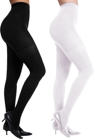 Citystl 2 Pairs Women's Black Tights 60D, Solid Color Soft Opaque Microfiber Tights in Saudi Arabia