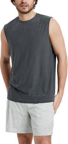 ODODOS Men's Performance Sleeveless Shirts - Stratum Tech Tank Top Ultra Soft Moisture Wicking UPF 50+ Workout Muscle Tee in Saudi Arabia