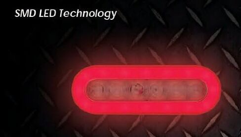 6 بوصة توقف/إطار تشغيل/ذيل LED بيضاوي ، 22 صمام ثنائي سوبر مع جروميت وموصل PL3 - واضح مع LED الأحمر in Saudi Arabia