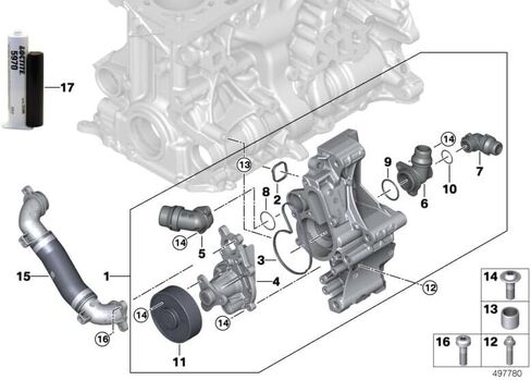 موصل مضخة المياه مع FKM O-Ring 11518482255 لـ BMW B48 G02 G06 G12 G22 G23 G26 G29 G30 G32 G42 225i 425i 430i 525i in Saudi Arabia