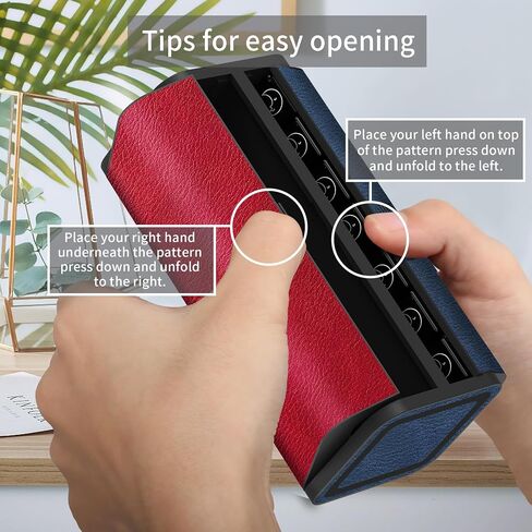 Medicine Pill Organizer, 7 Day AM PM Pill Box 2 Times a Day, Travel Leather Pill Case, Pressing The Double Opening, Holds Medication Vitamins Fish Oil and Supplements (Red and Blue) in Saudi Arabia