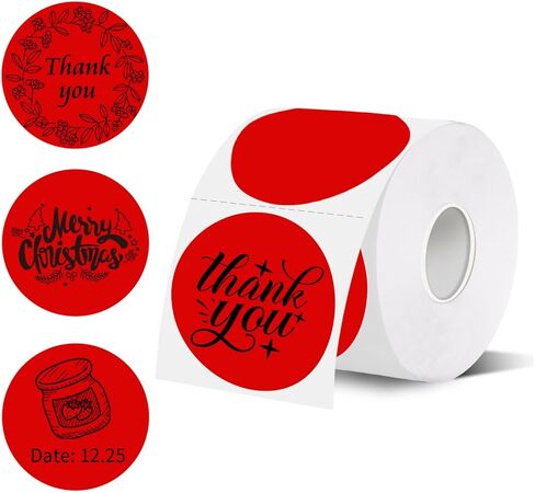 Thermal Labels,2 Inch Kraft Paper Color Round Thermal Printer Stickers,Self-Adhesive Round Direct Thermal Labels,Thermal Stickers for DIY Logo Design,Name Tag (500/Roll） in Kuwait