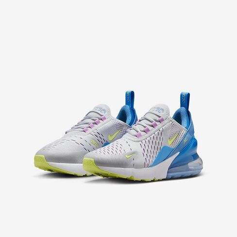 Nike Air Max 270 Big Kids' Shoes (IB4401-043, Pure Platinum/Rush Fuchsia/Blue Beyond/Light Lemon Twist) in Saudi Arabia