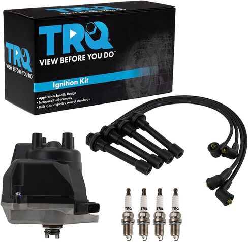 TRQ Ignition Kit Distributor Spark Plugs Wire Set Compatible with 1998-2002 Honda Accord in Saudi Arabia