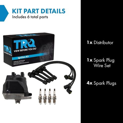 TRQ Ignition Kit Distributor Spark Plugs Wire Set Compatible with 1998-2002 Honda Accord in Saudi Arabia