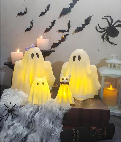 Halloween Decorations Indoor,Ghost Decor, Light Up Ghosts Kit Set of 4,Friendly Pets,Gothic Home Decor(2ghost 2dog) in Saudi Arabia