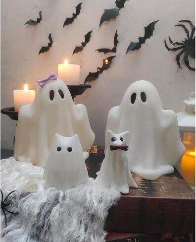 Halloween Decorations Indoor,Ghost Decor, Light Up Ghosts Kit Set of 4,Friendly Pets,Gothic Home Decor(2ghost 2dog) in Saudi Arabia