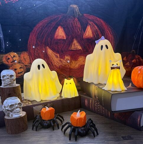 Halloween Decorations Indoor,Ghost Decor, Light Up Ghosts Kit Set of 4,Friendly Pets,Gothic Home Decor(2ghost 2dog) in Saudi Arabia