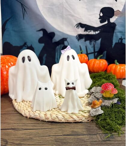 Halloween Decorations Indoor,Ghost Decor, Light Up Ghosts Kit Set of 4,Friendly Pets,Gothic Home Decor(2ghost 2dog) in Saudi Arabia
