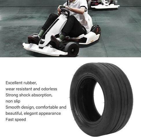 Asixxsix Go Kart Tire, Smooth Rubber Wear Resist Non Slip Vacuum Tire with Strong Shock Absorption and Fast Speed, for Go Kart Front Wheel in Saudi Arabia