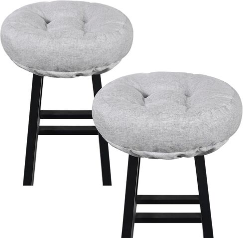 Dark Grey Bar Stool Seat Cushions, Round Stool Covers Pads with Ties Non Slip (12"x12"x4",1 Pack) in Saudi Arabia