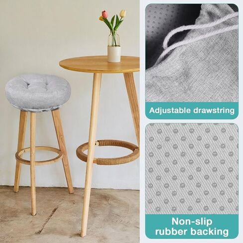 Dark Grey Bar Stool Seat Cushions, Round Stool Covers Pads with Ties Non Slip (12"x12"x4",1 Pack) in Saudi Arabia