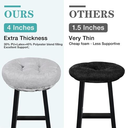 Dark Grey Bar Stool Seat Cushions, Round Stool Covers Pads with Ties Non Slip (12"x12"x4",1 Pack) in Saudi Arabia